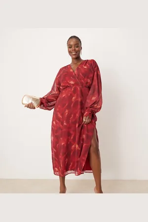 Pretty Lavish Balloon sleeve midaxi dress in print