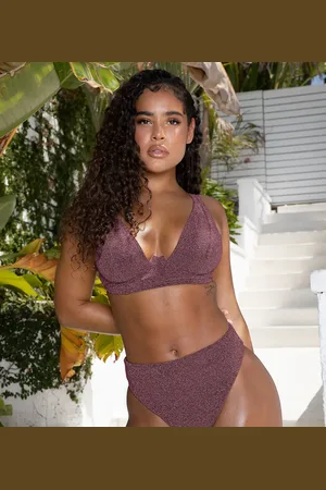 Wolf & Whistle X Malaika Terry Fuller Bust mix & match underwire bikini top in metallic