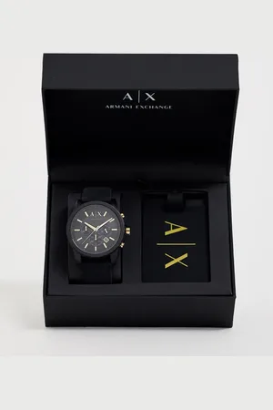 Armani Exchange Mens watch with luggage tag gift set
