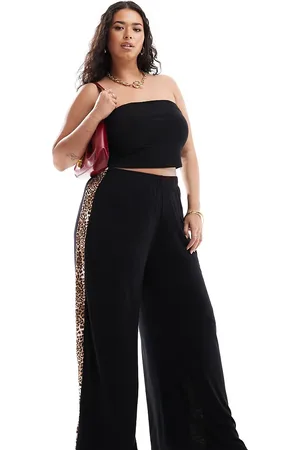 Yours Wide leg trouser with leopard detail in