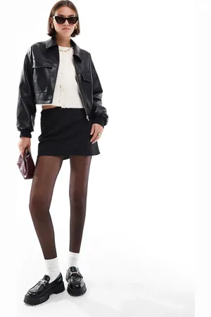 JJXX Faux leather cropped bomber with pockets in