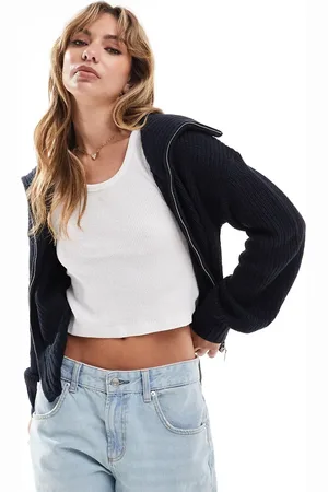 Brave Soul Full zip fisherman knit cardigan in