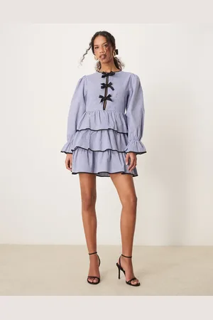 Sister Jane Contrast bow striped mini dress in