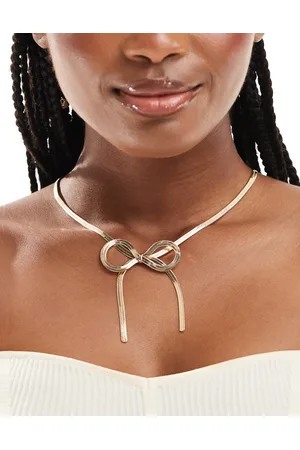 ASOS Necklace with snake chain bow detail in tone
