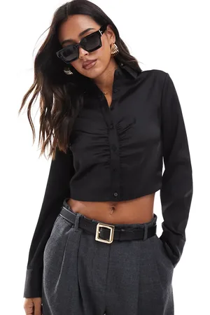 Stradivarius Ruched detail cropped shirt in