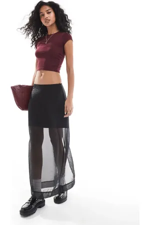 Stradivarius Mesh maxi skirt in
