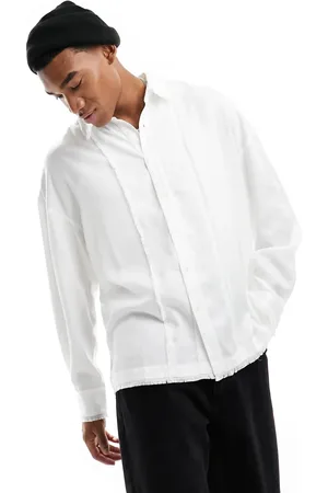 Reclaimed Distressed long sleeve shirt in with fraying detail