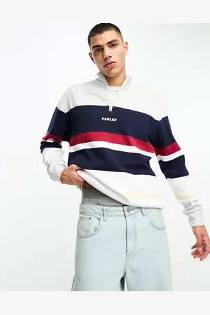 Parlez Irvine striped half zip sweat in
