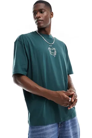ASOS Oversized t-shirt in dark with line drawing chest print