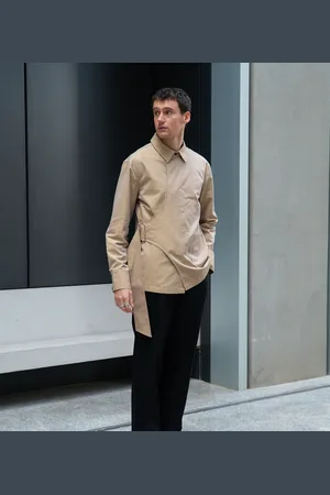 Labelrail X Isaac Hudson pocket detail wrap overshirt co-ord in beige
