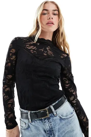 VILA Long sleeve lace top in
