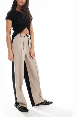 ASOS Tailored relaxed trousers with tie waist in mocha