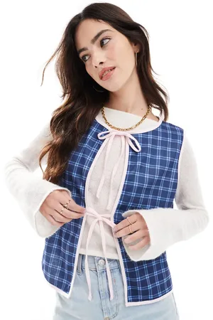 ASOS Tie front gilet in check