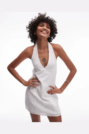 Rhythm Rosetta halter mini broderie dress in
