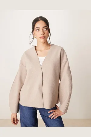 VILA Clean cropped lightweight jacket in natural melange