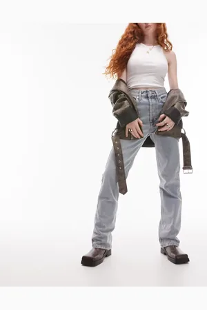 Topshop Kort high rise straight jean in bleach