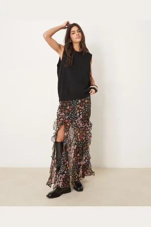 ASOS Chiffon ruffle maxi skirt in floral print