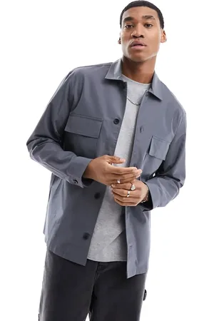 Calvin Klein Cotton nylon overshirt in charcoal