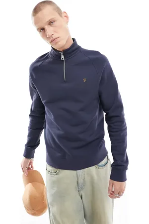 Farah Jim half zip sweat in blue