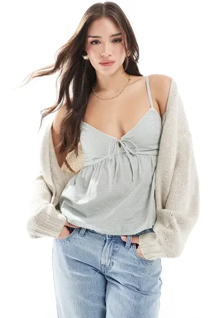 Hollister Textured cami strap babydoll top in gingham