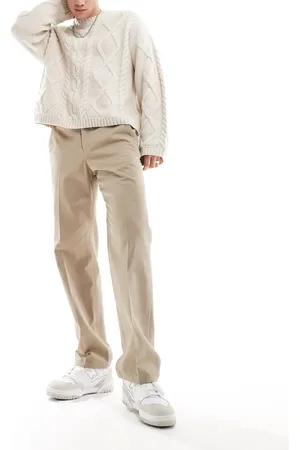 SELECTED Loose fit twill trouser in beige