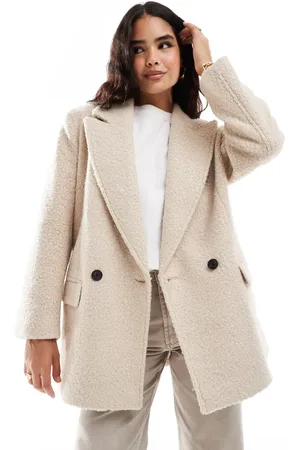 Stradivarius STR oversized borg jacket in ecru