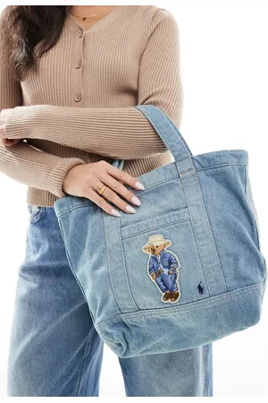 Ralph Lauren Bear denim tote bag in washed