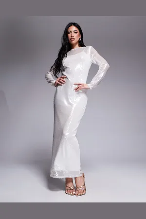 Rare Fashion London sequin long sleeve maxi dress in