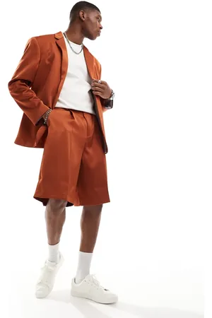 ASOS Pull on bermuda suit shorts in tobacco