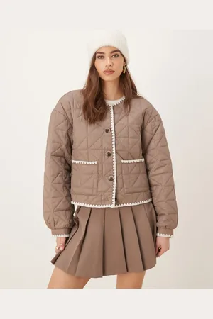 VILA Quilted stitch detail cropped bomber jacket in