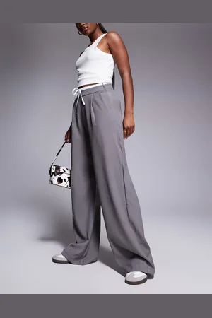 In The Style Tie waist contrast relaxed trousers in