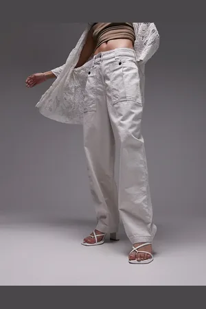 Topshop Premium balloon tapered pocket trouser in beige