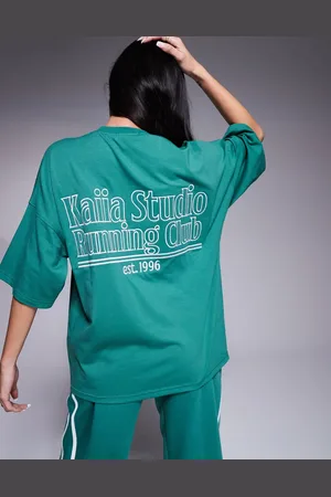 Kaiia Studio embroidered logo running club t-shirt co-ord in
