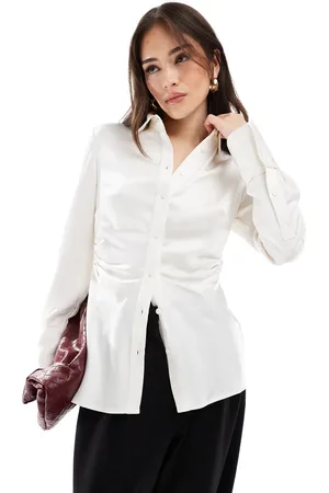 Stradivarius Ruched satin shirt in