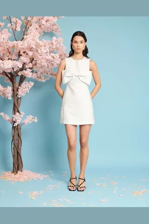 Sister Jane Bow jacquard mini dress in ivory