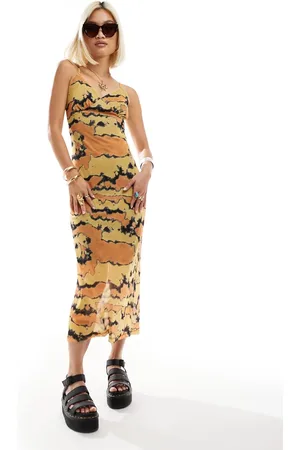 Noisy May Mesh overlay midi dress in flower print