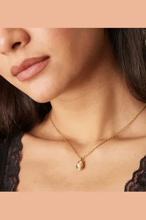 LOST SOULS Stainless steel 18ct plated molten pearl pendant necklace