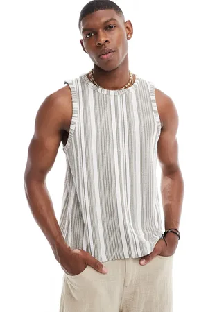 ASOS Vest in textured green stripe