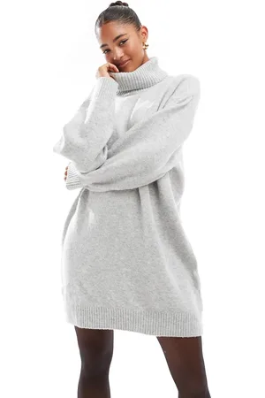 Stradivarius Roll neck knitted mini dress in