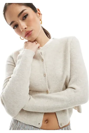 Pull&Bear Knitted micro cardigan in ecru