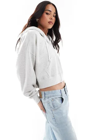 Hollister Boxy cropped zip through hoodie in