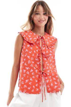 ASOS Poplin piecrust collar sleeveless blouse in ditsy