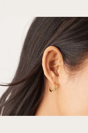 LOST SOULS Stainless steel 18ct plated 14mm mini tube hoop earrings