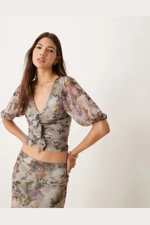 Miss Selfridge Puff sleeve blouse in floral print