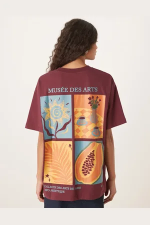 ASOS Oversized t-shirt with fruit art graphic in burgundy