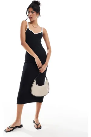 Noisy May Sweetheart neck midi dress with contrast straps in