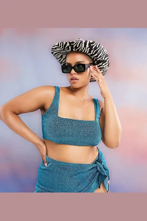 ASOS Curve crop bikini top in glitter