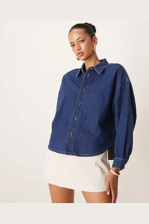 ASOS Soft long sleeve denim shirt in mid