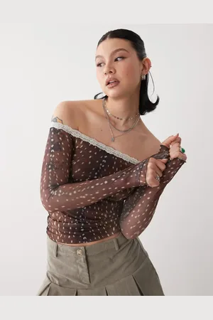 Motel Rusaka deer print mesh top in