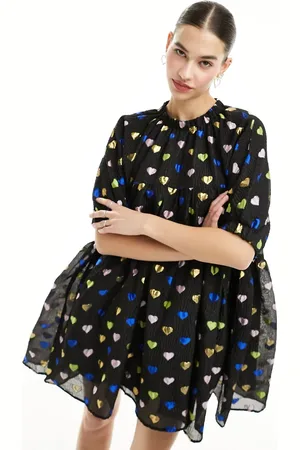 Sister Jane Canvas Heart mini dress in metallic heart print